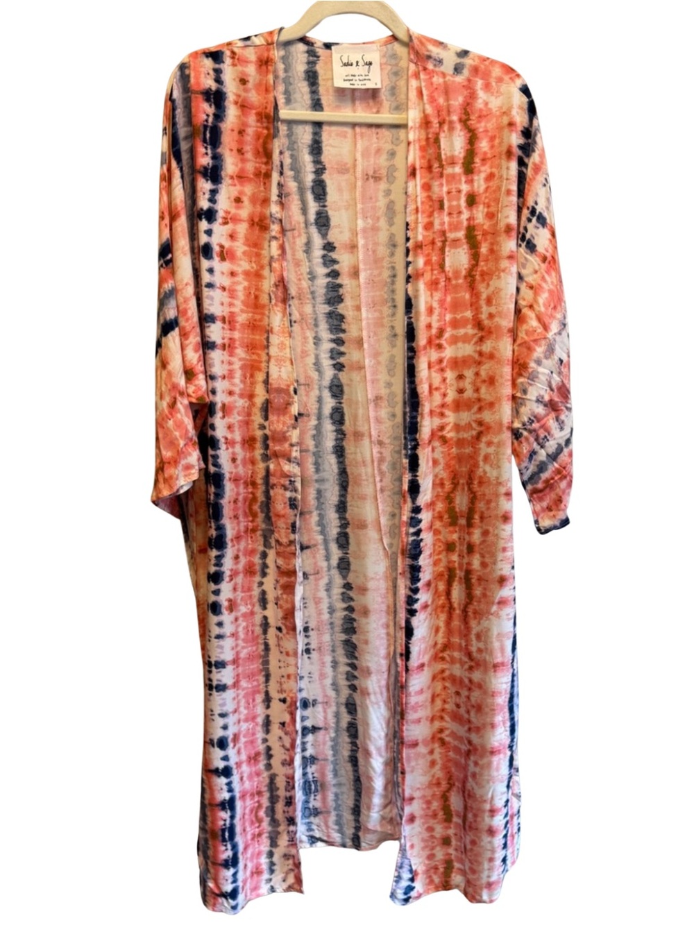 Sadie & Sage Tie-Dye Long Kimono Duster | Size Small